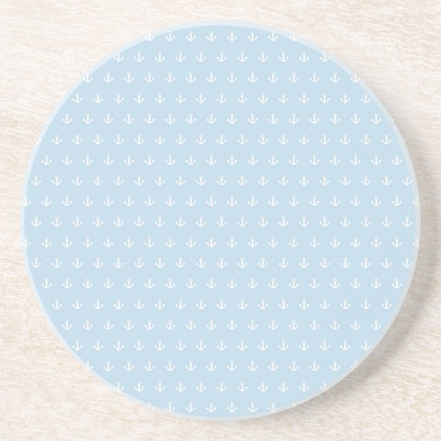 Pattern with white anchors on blue coaster (Front)