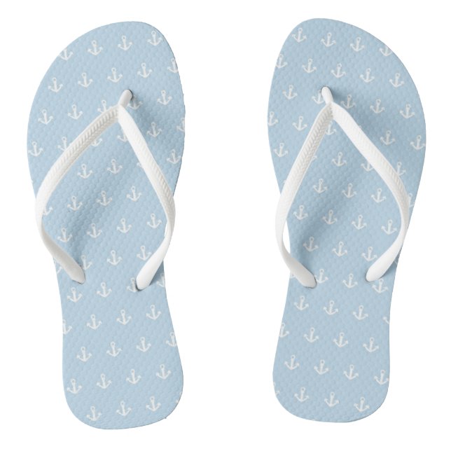 Pattern with white anchors on blue jandals (Footbed)