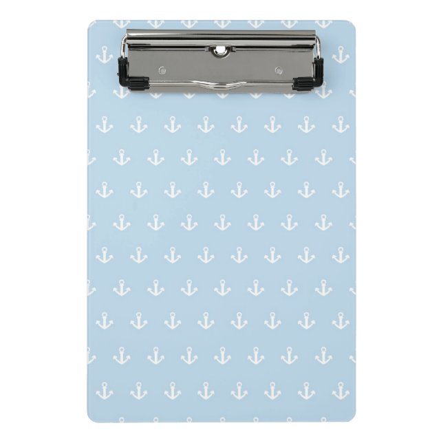 Pattern with white anchors on blue mini clipboard (Front)