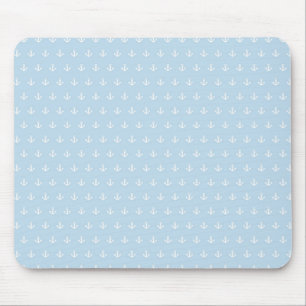 Pattern with white anchors on blue mouse pad
