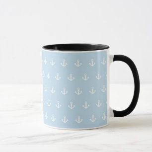 Pattern with white anchors on blue mug