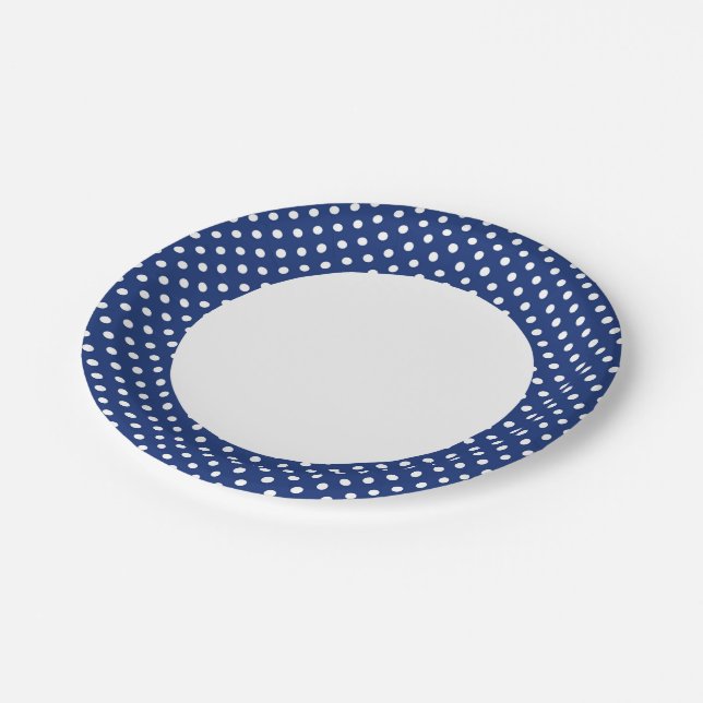 Pattern with white polka dots paper plate (Angled)