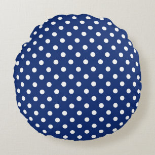 Pattern with white polka dots round cushion