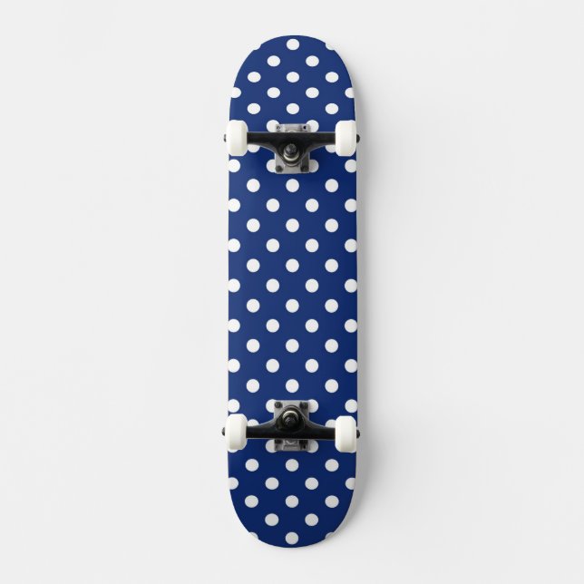 Pattern with white polka dots skateboard (Front)