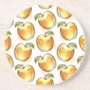 Pattern with yellow apple coaster
