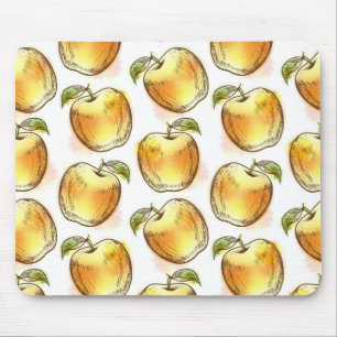Pattern with yellow apple mouse pad