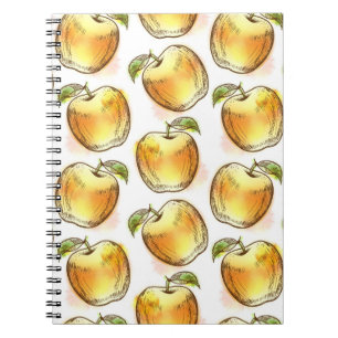 Pattern with yellow apple spiral notebook