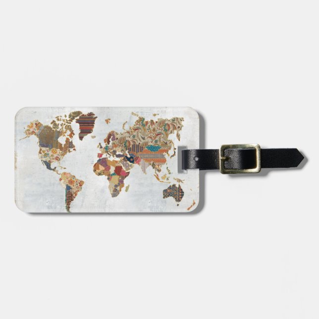 Pattern World Map Luggage Tag (Front Horizontal)