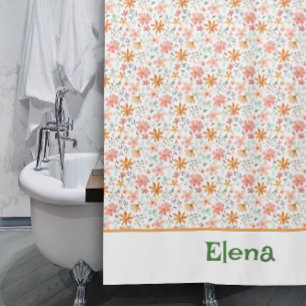 Pattern  yellow orange wildflower Shower Curtain