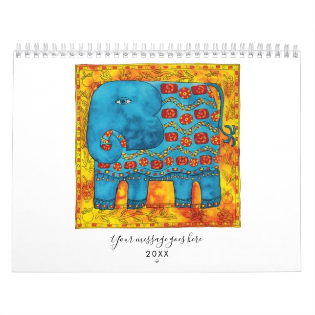 Patterned Animals Watercolour Art Calendar (Cover)