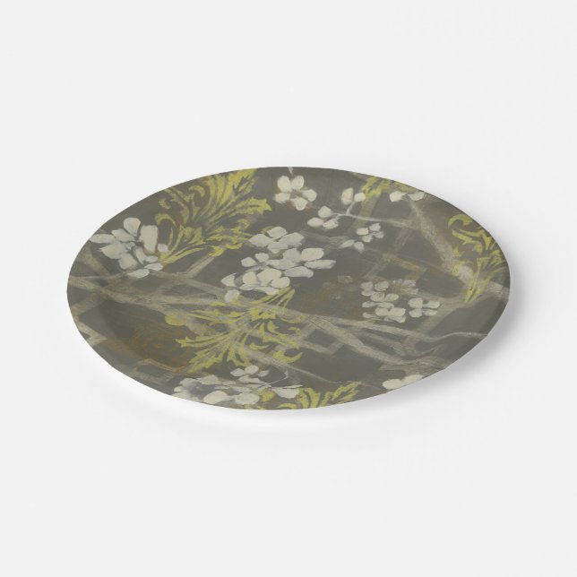 Patterned Blossom Branch I Paper Plate (Angled)