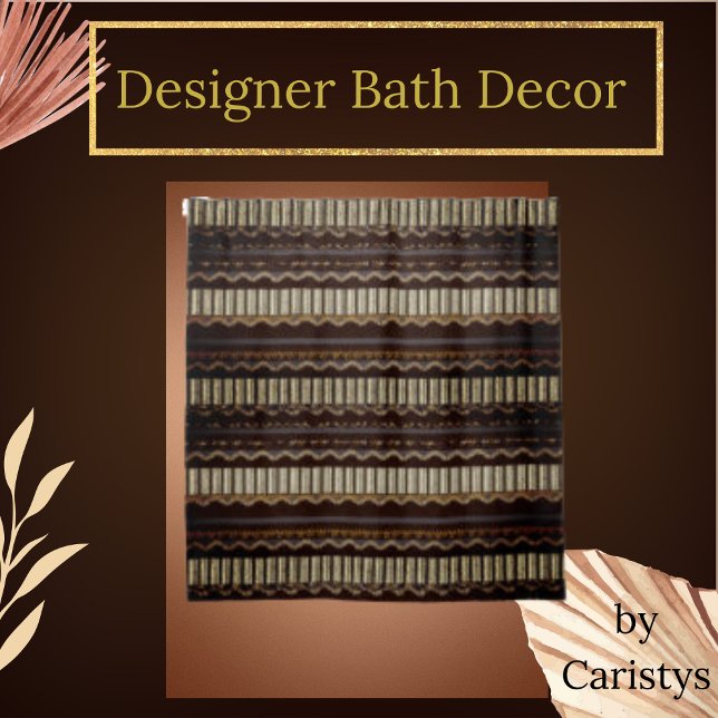 Patterned Brown, Gold, Cream Shower Curtain (Creator Uploaded)