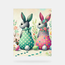 Patterned Bunnies & Festive Charm Poster