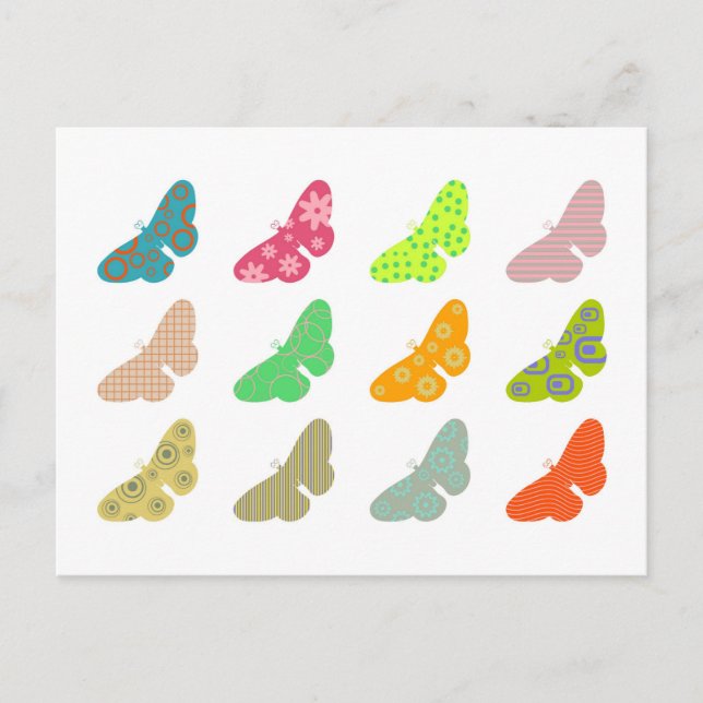 Patterned Butterflies Postcard (Front)