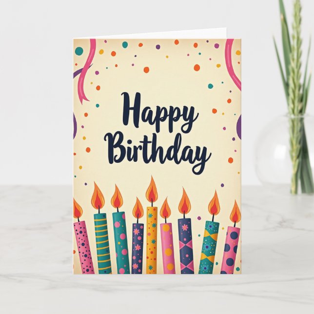 Patterned Candles Birthday Card (Front)