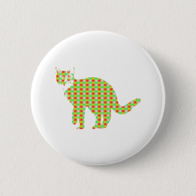 Patterned Cat 6 Cm Round Badge (Front)