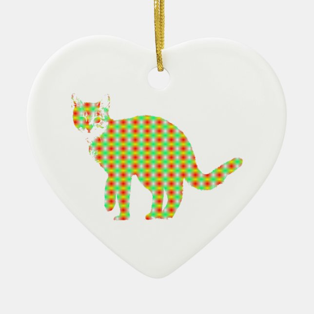 Patterned Cat Ceramic Tree Decoration (Front)
