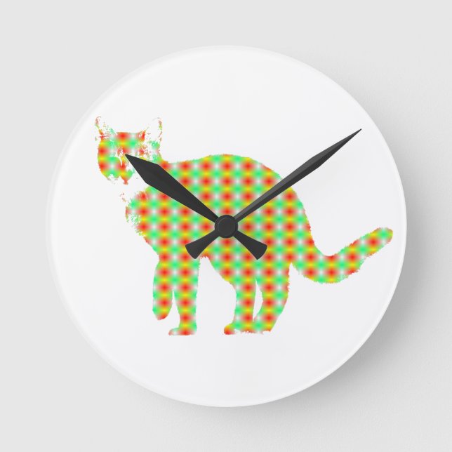 Patterned Cat Round Clock (Front)
