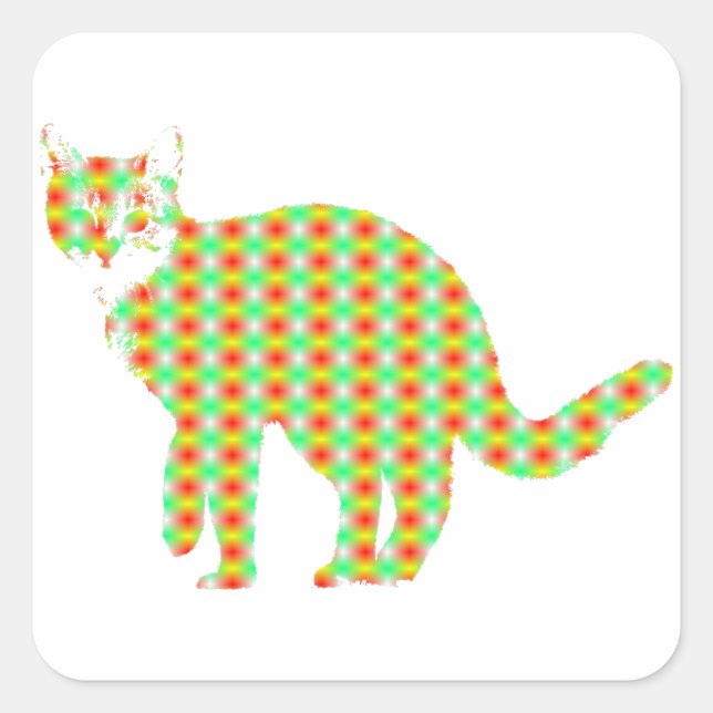 Patterned Cat Square Sticker (Front)