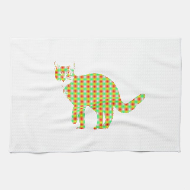 Patterned Cat Tea Towel (Horizontal)