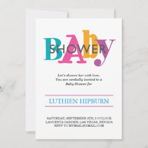 patterned & colours baby shower invitation