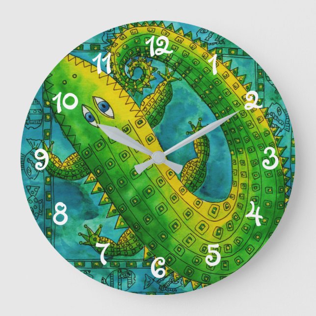 Patterned Crocodile Large Clock (Front)