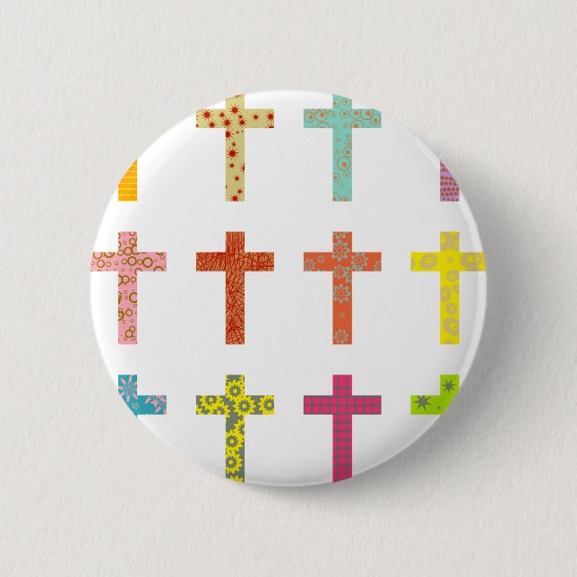 Patterned Crosses 6 Cm Round Badge (Front)