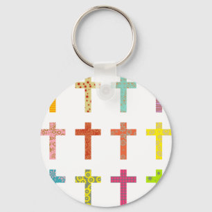 Patterned Crosses Key Ring