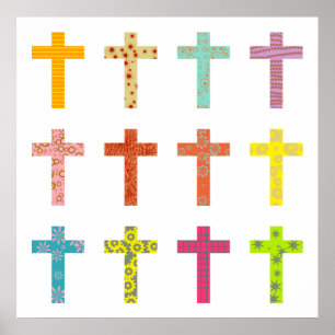 Patterned Crosses Poster