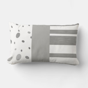 patterned dots and stripes grey and white pillow