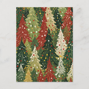 Patterned Forest of Festive Pines Holiday Postcard
