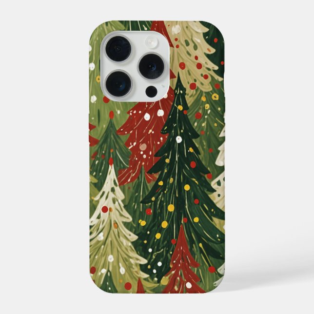 Patterned Forest of Festive Pines iPhone Case (Back)