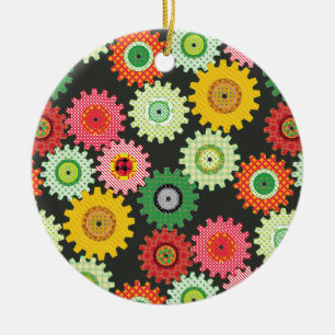 Patterned Gears Ceramic Tree Decoration