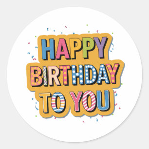 Patterned Happy Birthday Classic Round Sticker
