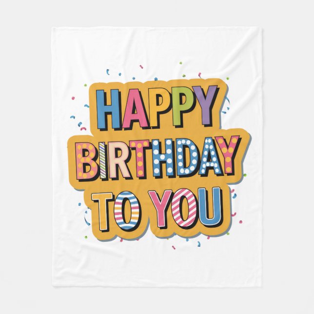 Patterned Happy Birthday Fleece Blanket (Front)