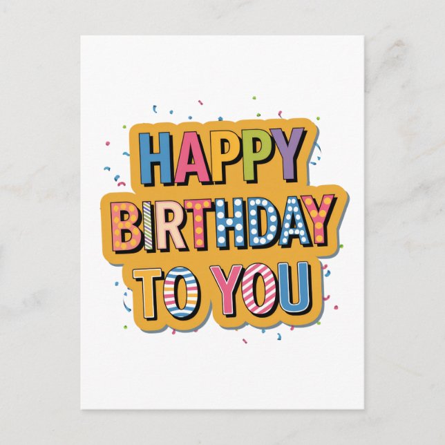 Patterned Happy Birthday Holiday Postcard (Front)