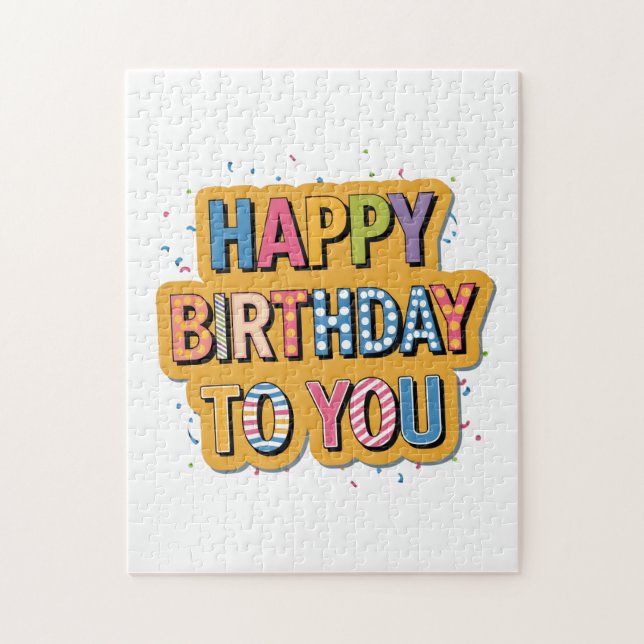 Patterned Happy Birthday Jigsaw Puzzle (Vertical)
