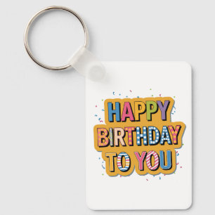 Patterned Happy Birthday Key Ring