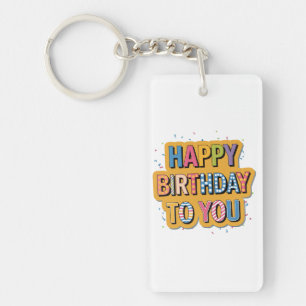 Patterned Happy Birthday Key Ring