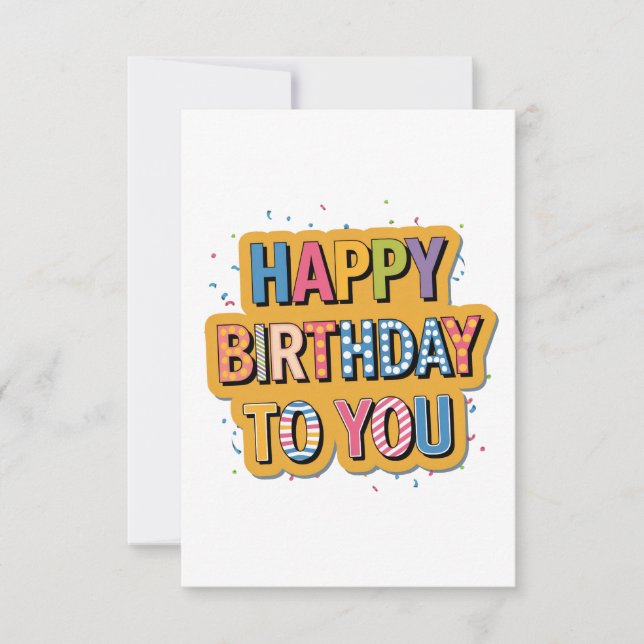 Patterned Happy Birthday Thank You Card (Front)