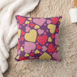 Patterned Hearts Collage Cushion