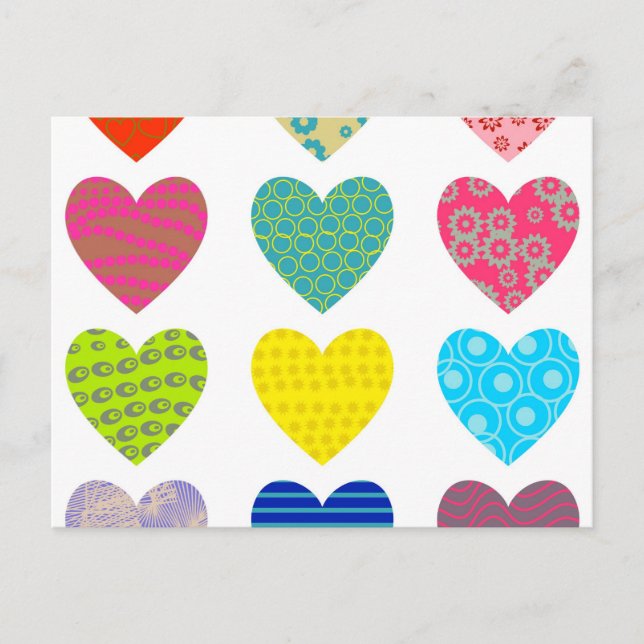 Patterned Hearts Postcard (Front)