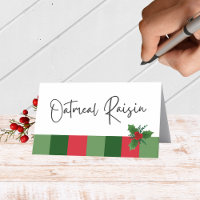 Patterned Holly Folding Food, Drink or Place Cards