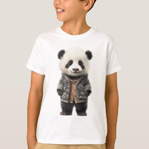 Patterned Jacket Panda Kids T-Shirt