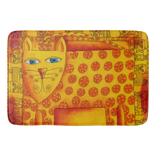 Patterned Leopard Watercolour Illustration Bath Mat (Front)