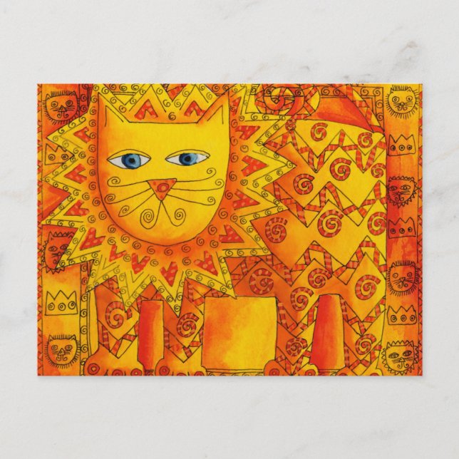 Patterned Lion Watercolour Illustration Postcard (Front)