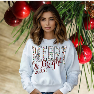 Patterned Merry & Bright Christmas Sweatshirt