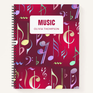 Patterned Music Lesson Composition Book Red