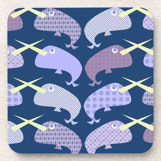 Patterned Narwahls Pattern Coaster (Front)