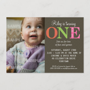 Patterned One Birthday Party Invitation